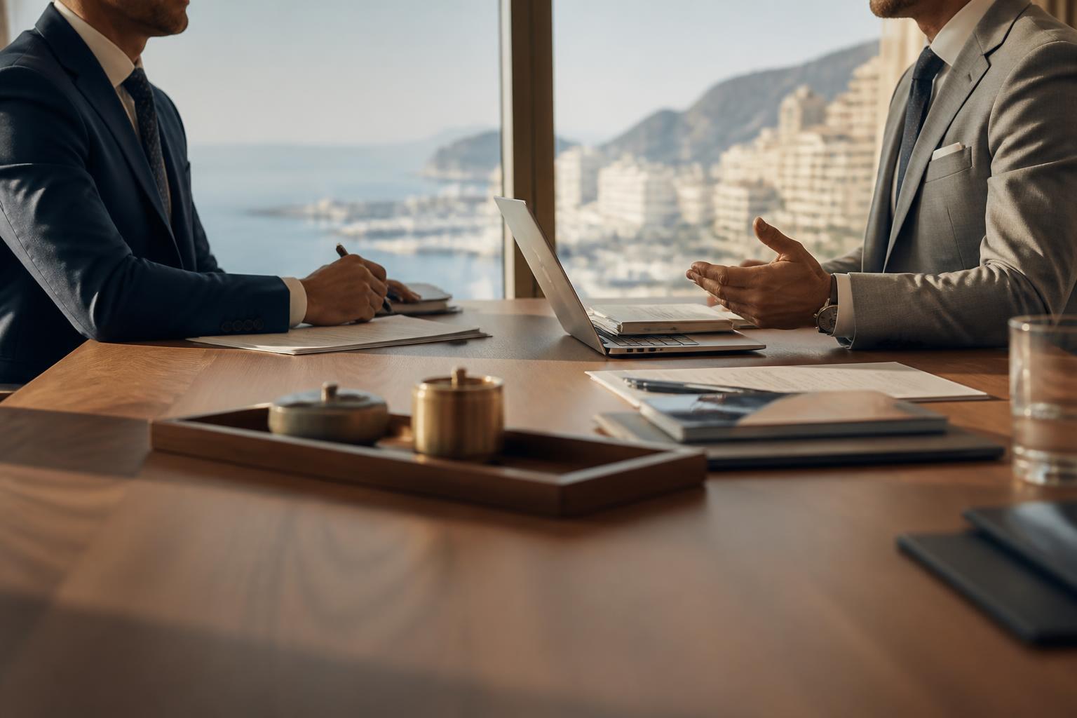 Réunion d'affaires à Monaco avec vue sur le port